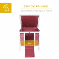PawHut Conejera de Madera Exterior Jaula Caseta para Roedores Mascotas Pequeñas con Techo Asfáltico Se Puede Abrir y Rampa Antideslizante 42x51x43 cm Rojo(m-4)