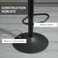 HOMCOM Lot de 2 tabourets de bar style vintage hauteur réglable pivotant avec repose-pied gris(m-6)