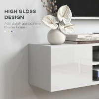 HOMCOM Floating TV Stand Cabinet for TVs up to 60", Wall Mounted TV Unit with Open Shelf, Storage Cupboards and Cable Management for Living Room, White(m-6)