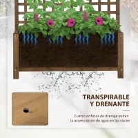 Outsunny Jardinera con Celosía de Madera para Enredaderas Cultivo de Plantas para Patio Terraza 90x45x183 cm Marrón(m-5)