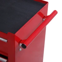 HOMCOM 5 Drawer Tool Box on Wheels, Lockable Steel Tool Cabinet with Side Handle, Red(m-7)