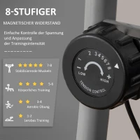 HOMCOM Heimtrainer X-Bike Fahrradtrainer mit 8 stufig einstellbarem Magnetwiderstand faltbares Fitnessfahrrad höhenverstellbar LCD Trainingscomputer Handpulssensoren Silber+Schwarz 86 x 47 x 112 cm(m-4)
