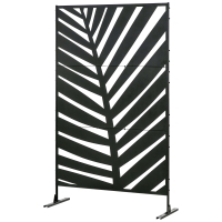 Outsunny Outdoor-Sichtschutz, lackiert Stahlrahmen, Design: Palmblatt-Silhouette, 1,2 x 2 m, Schwarz