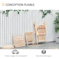 Outsunny Fauteuil de Jardin Adirondack Pliable avec Repose-Pied et Table Basse Bois Sapin traité Naturel(m-4)