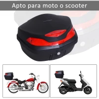 HOMCOM Baúl Moto Universal 48L + Llaves y Accesorios Equipaje Caja de Moto Topcase Casco para Motocicleta Ciclomotores Scooter(m-4)
