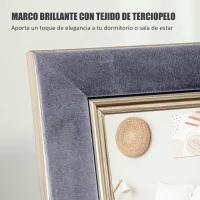 HOMCOM Espejo de Cuerpo Entero 150x50 cm con Marco en Terciopelo y Soporte para Salón Dormitorio Gris(m-6)