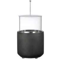 HOMCOM Chimenea Bioetanol Sobremesa Capacidad de 0,4L Combustión de 2,5h para Interior y Exterior 12x12x19cm Gris Oscuro(m-11)