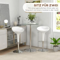 HOMCOM Bartisch Stehtisch, Runder Tisch, gehärtet Glasplatte, modernes Design, 60 x 60 x 102 cm, Silber(m-4)