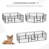 Pawhut Heavy Duty Dog pen 8 Panel Pet Puppy PlayPen Rabbit Hutch Run indoor outdoor Black, 80 x 60 cm(m-6)