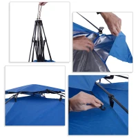 Outsunny Tente de plage abri de plage XXL pliable dim. 2,47L x 2,47l x 1,45H m sac transport inclu polyester bleu marine(m-5)