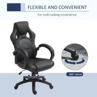 Vinsetto Office Chair Faux Leather Swivel Computer Desk Chair for Home Office with Wheels Armrests Black(m-6)