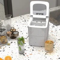 HOMCOM 12kg Countertop Ice Cube Machine, with Scoop - Silver-Tone(m-7)