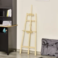 HOMCOM Caballete de Pintura de Madera Caballete de Dibujo con Ángulo Ajustable de 75° y Pincel 51,5x71,5x134,5cm Natural(m-8)