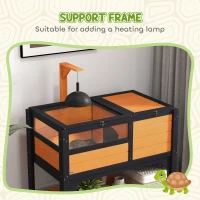 PawHut Wooden Tortoise House, with Shelter, Run, Shelf, Lamp Holder, Tray, Yellow(m-5)