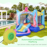 Outsunny 450W elektrische Luftpumpe Hüpfburg Gebläsepumpe Ventilator mit Griff Dauergebläse leichtgewichtig tragbar für aufblasbare Spielzeuge ABS Gelb+Grün 35 x 26 x 33,5 cm(m-5)