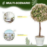 HOMCOM Set of 2 Decorative Artificial Plants, Murraya Flowers in Pot, Fake Plants for Home Indoor outdoor Decor, 60cm, Cream White(m-5)