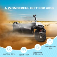 AIYAPLAY 12V Kids Electric Quad Bike w/ Spring Suspension System, Forward, Backward, LED Light, Music, MP3, White(m-8)
