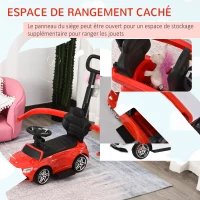 HOMCOM Porteur enfants voiture enfant multi-équipée 12-36 mois coffre klaxon effet musical porte gobelet polypropylène rouge(m-6)