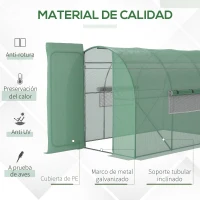 Outsunny Invernadero de Túnel 3x2x2 m con Puerta y Ventanas Invernadero de Jardín con Cubierta de PE y Metal Galvanizado Verde(m-4)