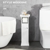 kleankin Meuble de salle de bain support papier toilette avec placard et sortie papier en bois blanc(m-4)