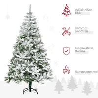 HOMCOM Künstlicher Weihnachtsbaum, Schnee-Effekt, flammenhemmend, Scharnierkonstruktion, Grün/Weiß(m-4)