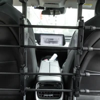 PawHut Reja de Protección Universal de Coche para Perros Ajustable en Ancho y Alto 89-150x9x76-124 cm Negro(m-7)