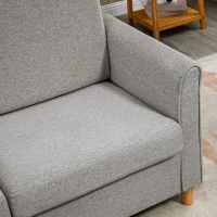 HOMCOM Compact Loveseat Sofa, Modern 2 Seater Sofa for Living Room with Wood Legs and Armrests, Light Grey(m-8)