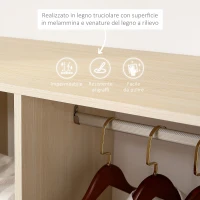 HOMCOM Stand Appendiabiti con 3 Ripiani e Barra Attaccapanni per Vestiti, 80x40x128 cm, Beige(m-6)