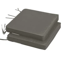 Outsunny Set of 2 Garden Chair Cushions with Ties, 45 x 45 cm Replacement Cushions for Outdoor Furniture, Dark Grey(m-7)