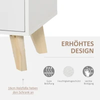 HOMCOM Sideboard Kommode Schrank mit 3 offenen Ablagen Schubladen Aufbewahrungsschrank Mehrzweckschrank für Wohnzimmer Schlafzimmer Weiß+Natur 60 x 40 x 100 cm(m-6)