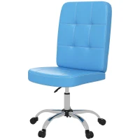 Vinsetto Silla de Oficina sin Brazos Silla de Escritorio Giratorio de Piel Sintética con Altura Ajustable 45x59x90-100 cm Azul(m-11)
