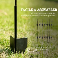 Outsunny Lot de 7 clôtures de jardin décoratives en métal avec ornements - 344L x 110H cm noir(m-4)