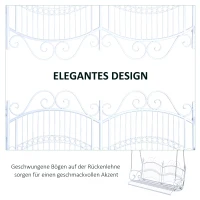 Outsunny Hängebank Schaukel Bank Gartenschaukel mit Ketten, Metall, Weiß, 118x58x57cm(m-5)