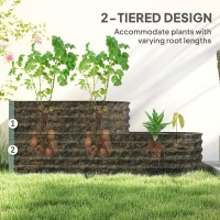 Outsunny Two-Tier Galvanised Steel Garden Planter - Light Green(m-4)