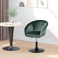 HOMCOM Dressing Table Chair, 360° Swivel Velvet-feel Upholstered Vanity Chair with Tub Seat, Back, Adjustable Height for Bedroom Makeup, Green(m-7)