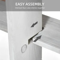 HOMCOM Floating Shelves, Wall Mounted Interlocking Cube Shelves, Display Wall Shelf for Living Room, Bedroom, Hallways, Grey(m-6)