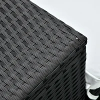 Outsunny dreiteiliges Set Sonnenliege mit verstellbarer Rücklehne Garten Liege Teetisch Flammhemmende Polsterung Metall PE-Rattan Polyester Schwarz+Cremeweiß 195 x 60 x 86 cm(m-9)