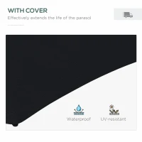 Outsunny 3(m) Solar LED Cantilever Parasol - Black(m-7)