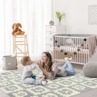 HOMCOM Tappeto Puzzle per Bambini 36 Pezzi con Lettere e Numeri, in Schiuma EVA Antiscivolo, Area Coperta 3.24㎡, Bianco e Grigio(m-2)