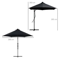 Outsunny 3(m) Solar LED Cantilever Parasol - Black(m-3)
