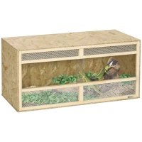 PawHut Reptile Terrarium Vivarium Habitat w/ Transparent Sliding Doors, Breathable Mesh, for Lizards, Horned Frogs, Snakes and Chameleons, 100 x 47 x 47cm(m-1)