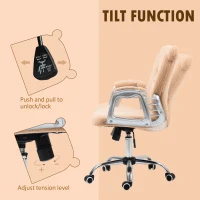 Vinsetto Cute Office Chair, Bear Shape Desk Chair with Teddy Fleece Fabric, Padded Armrests, Tilt Function, Adjustable Seat Height, Brown(m-6)