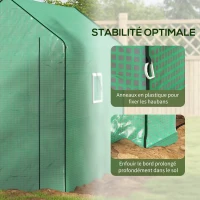 Outsunny Bâche de remplacement pour serre de jardin 140 x 213 x 190 cm avec fenêtre, porte anti-UV pour le jardin - Vert(m-7)
