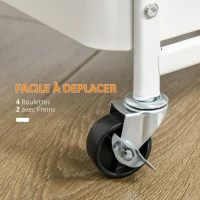 HOMCOM Desserte chariot de rangement en métal chariot de service à roulettes 3 niveaux avec 2 range-couverts 4 crochets(m-6)