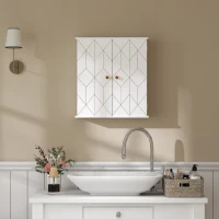 HOMCOM Bathroom Cabinet Wall Mounted, Bathroom Wall Cabinet Medicine Cabinet with 2 Doors, Adjustable Shelf, White(m-7)