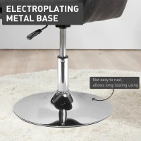 HOMCOM Swivel Linen Fabric Accent Chair for Living Room Contemporary Vanity Armchair with Adjustable Height Thick Cushion Lumbar Support Armrest for Bedroom Office Dark Grey(m-7)