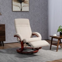 HOMCOM 135° Manual Reclining Swivel Chair, with Footrest - Beige(m-2)
