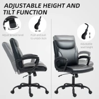 HOMCOM Executive Office Chair, Faux Leather Desk Chair with Height Adjustable, Swivel Wheels and Tilt Function, Computer Chair for Home Office and Study Room, Black(m-5)