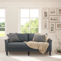 HOMCOM Canapé 3 Places Style Contemporain assises Larges Profondes accoudoirs courbés piètement effilé Bois hévéa Noir Polyester Gris foncé(m-2)