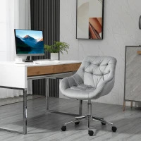 Vinsetto Home Office Chair Velvet Ergonomic Computer Chair Comfy Desk Chair with Adjustable Height, Arm and Back Support, Grey(m-2)